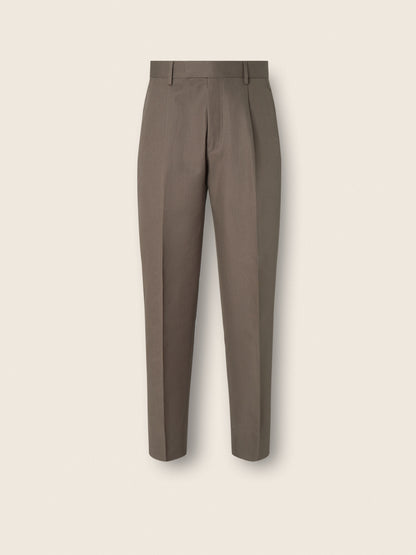 Zegna Dark Taupe Cotton And Linen Pants