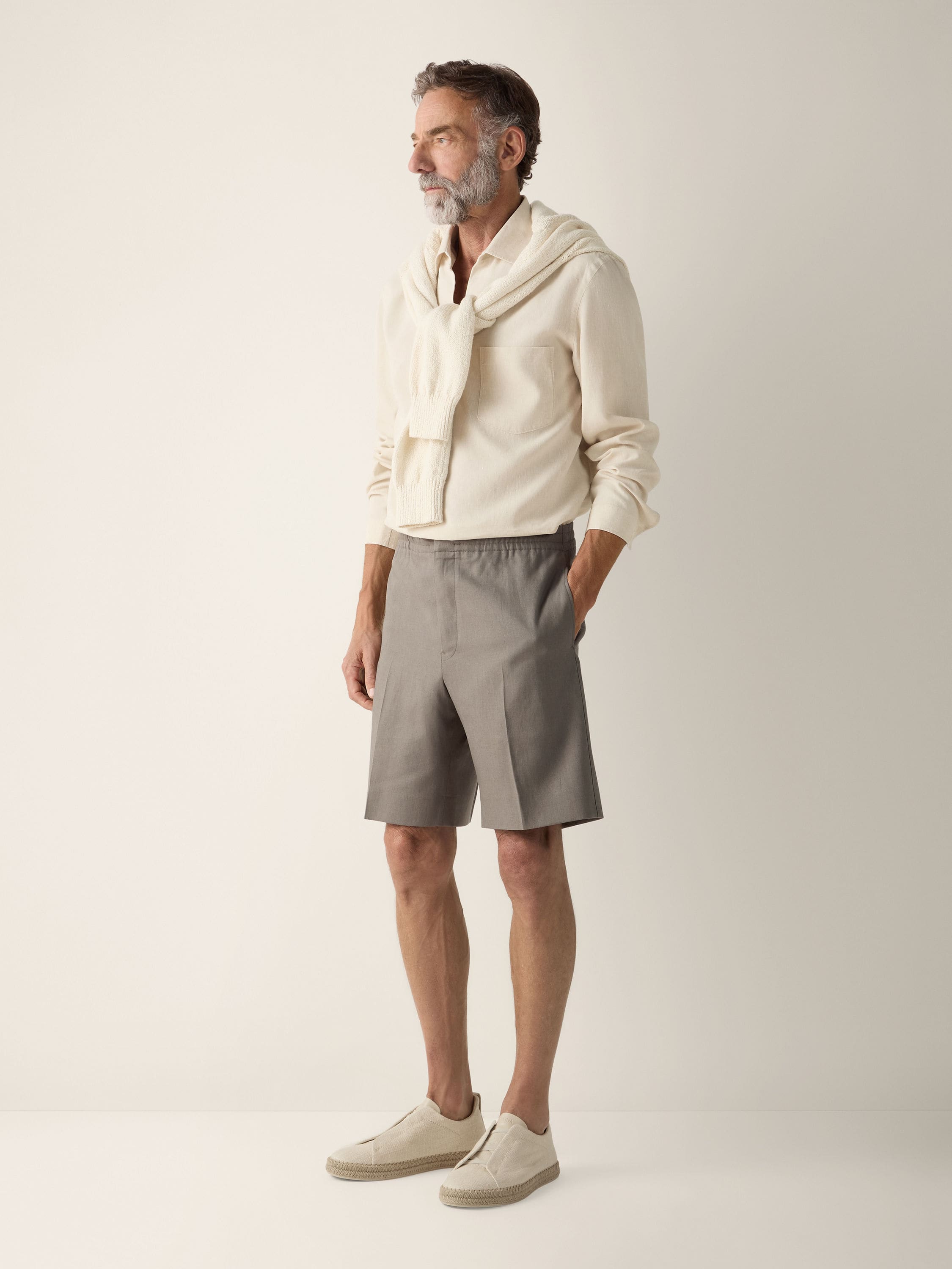 Zegna Dark Taupe Oasi Lino Shorts