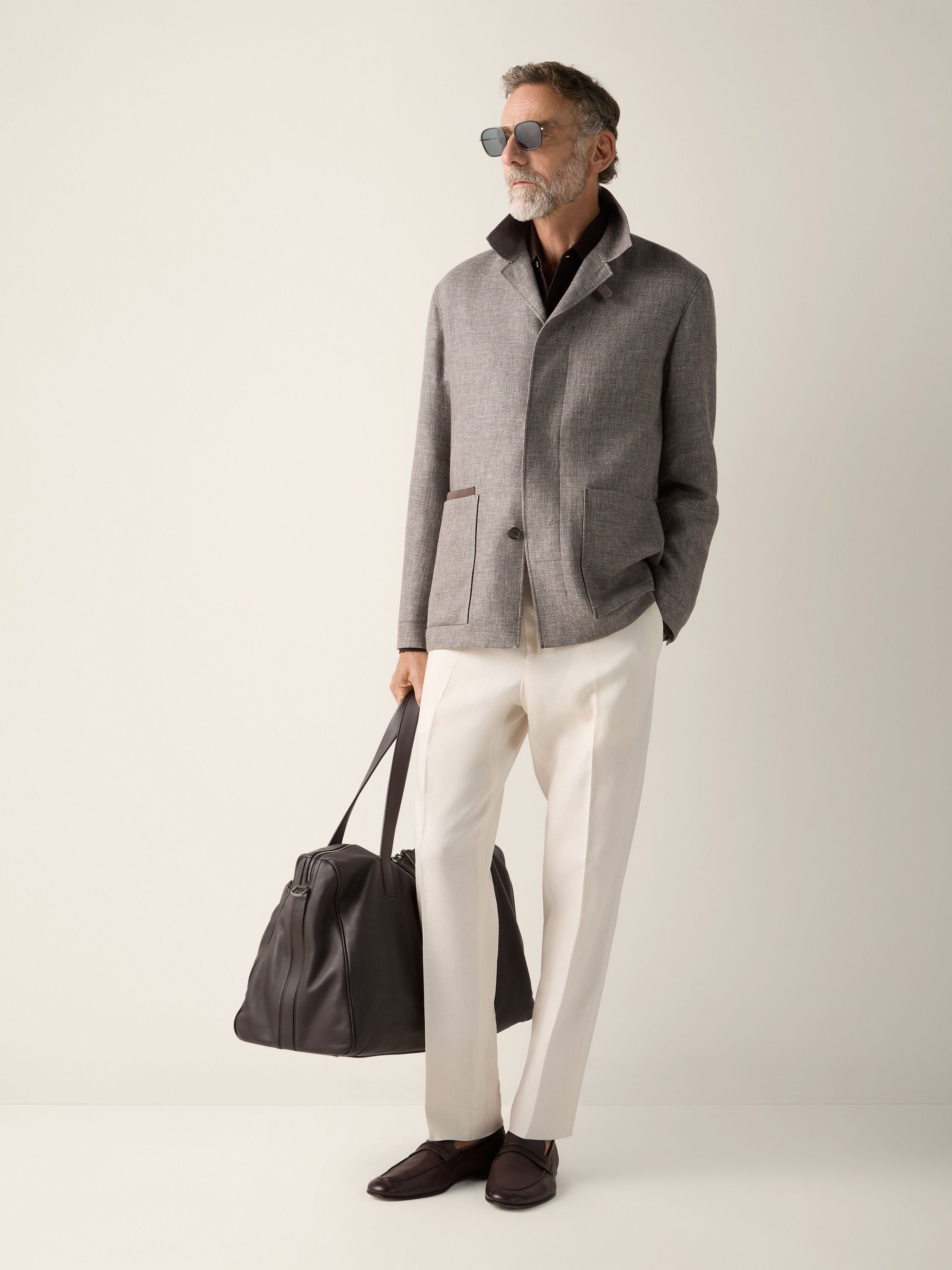 Zegna White Oasi Lino Pants