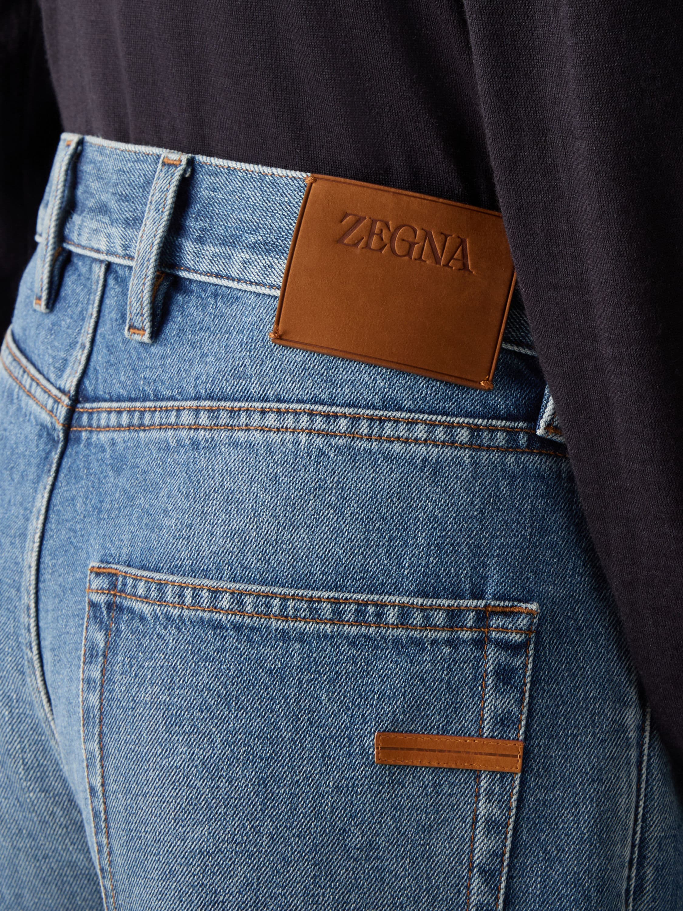 Zegna Light Blue Bleached Cotton Roccia Jeans