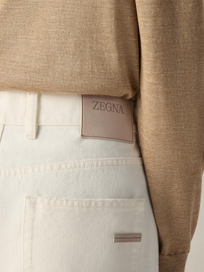 Zegna White Stone-Washed Cotton Roccia Jeans