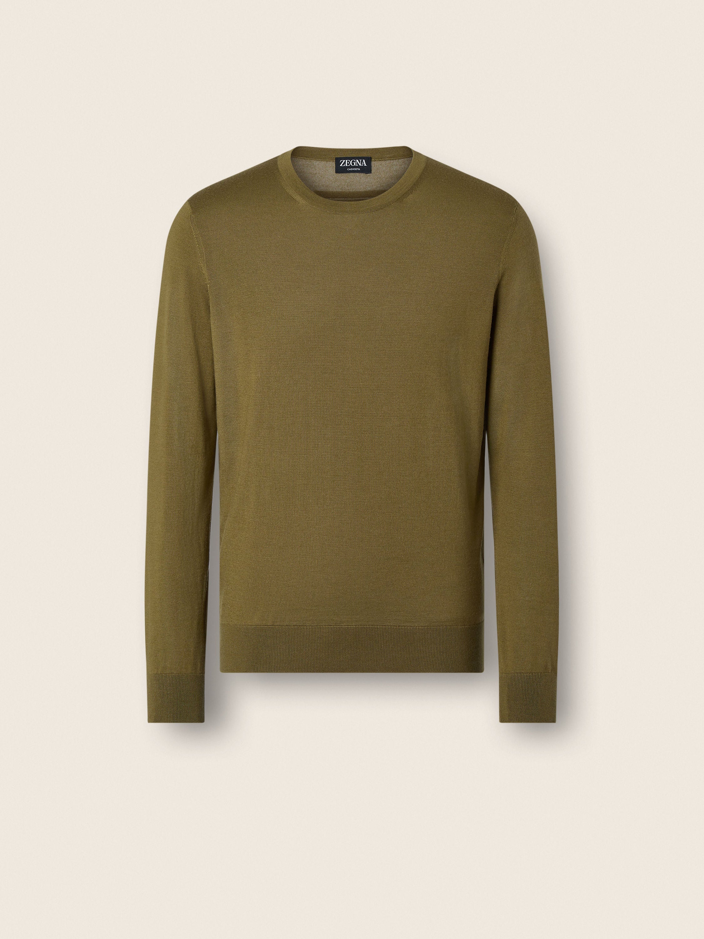 Zegna Olive Green Cashseta Crewneck