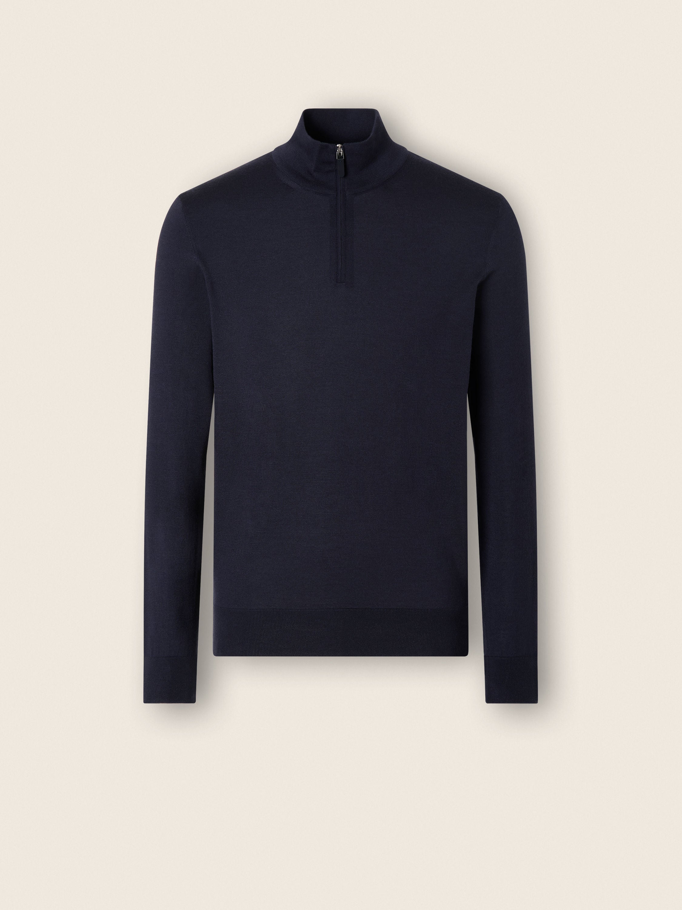 Zegna Navy Blue Mlange Cashseta Zip Mock