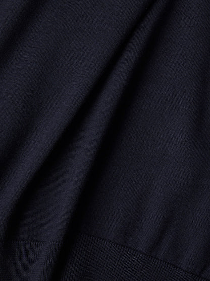 Zegna Navy Blue Mlange Cashseta Zip Mock