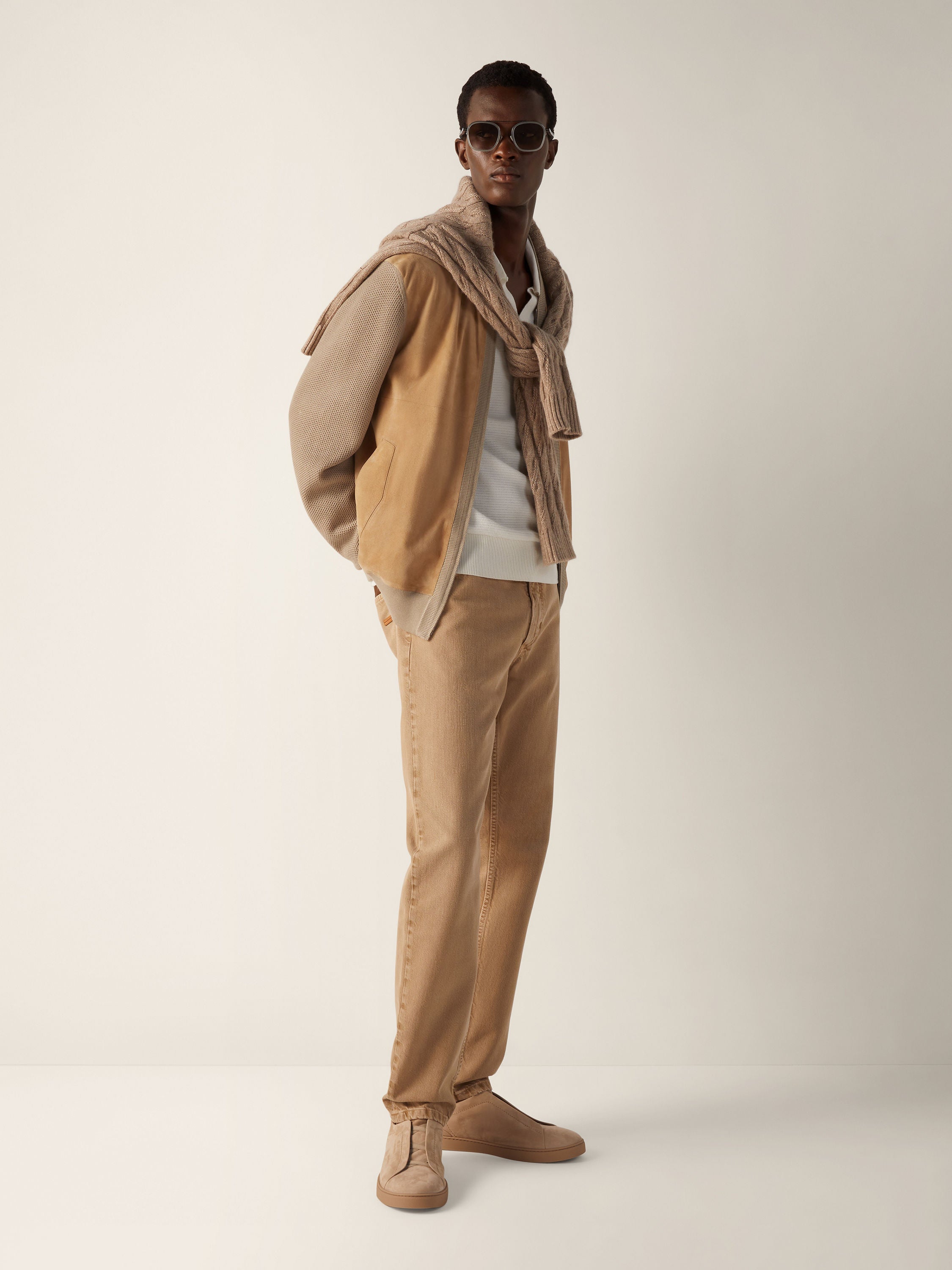 Zegna Beige Cashmere Bomber