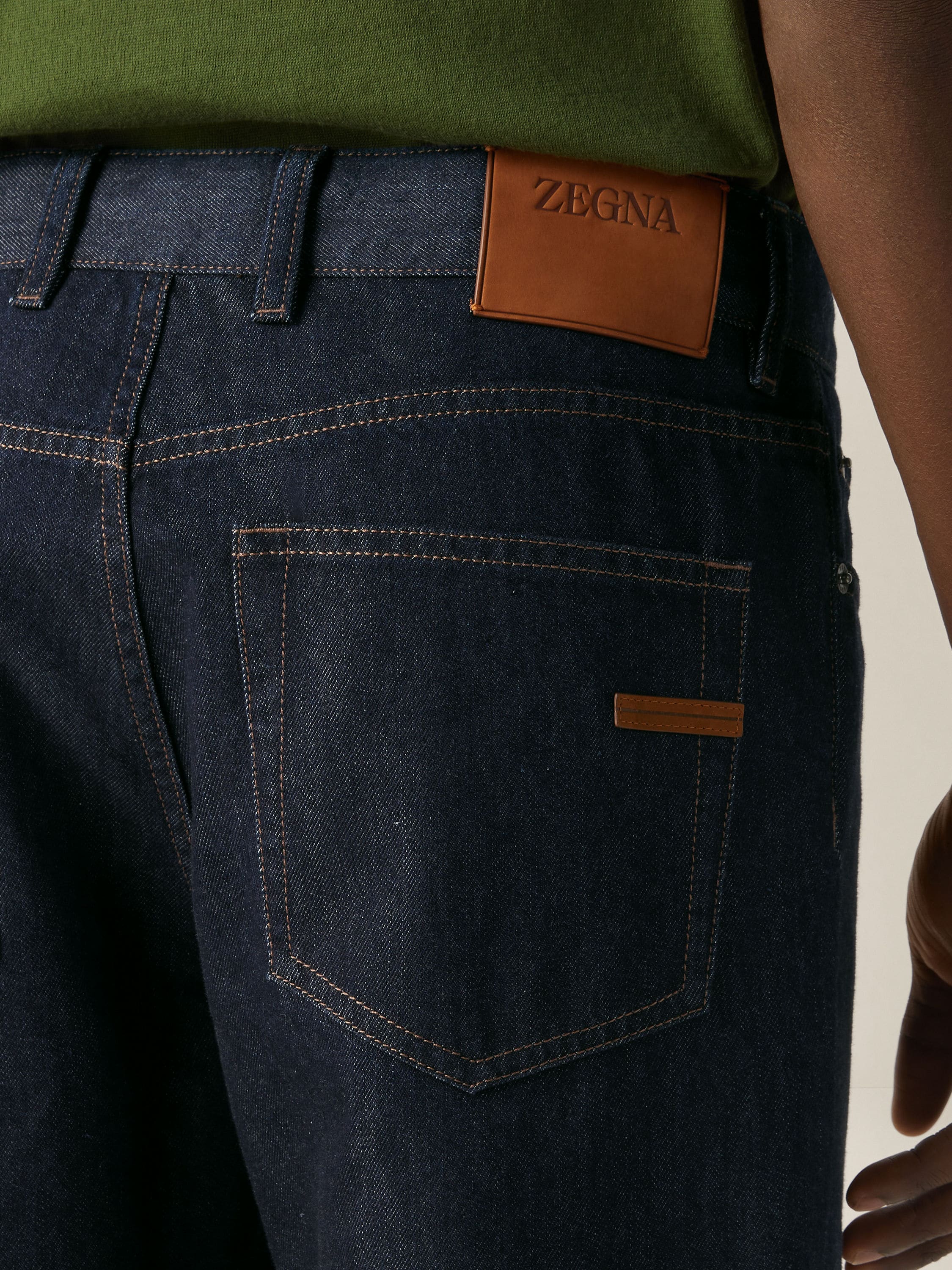 Zegna Dark Blue Rinse-Washed Cotton And Silk Roccia Jeans