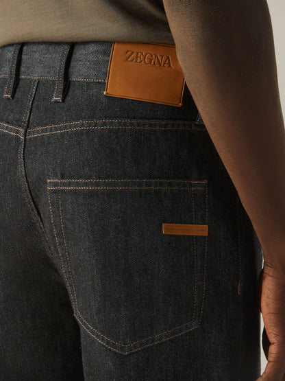 Zegna Black Rinse-Washed Cotton And Silk Roccia Jeans