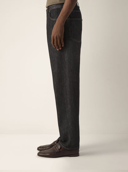 Zegna Black Rinse-Washed Cotton And Silk Roccia Jeans