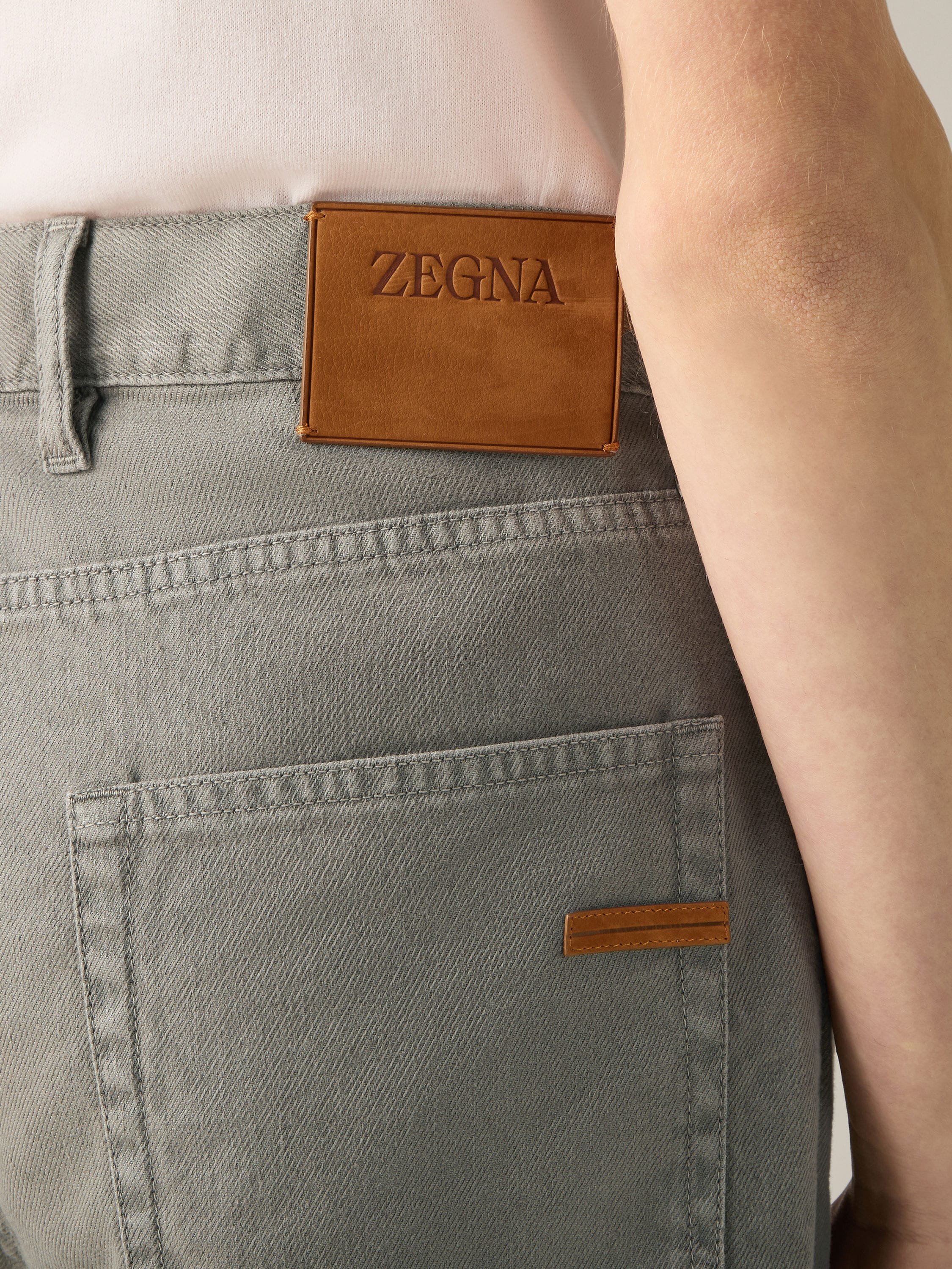 Zegna Dark Taupe Stretch Cotton And Linen Roccia Pants
