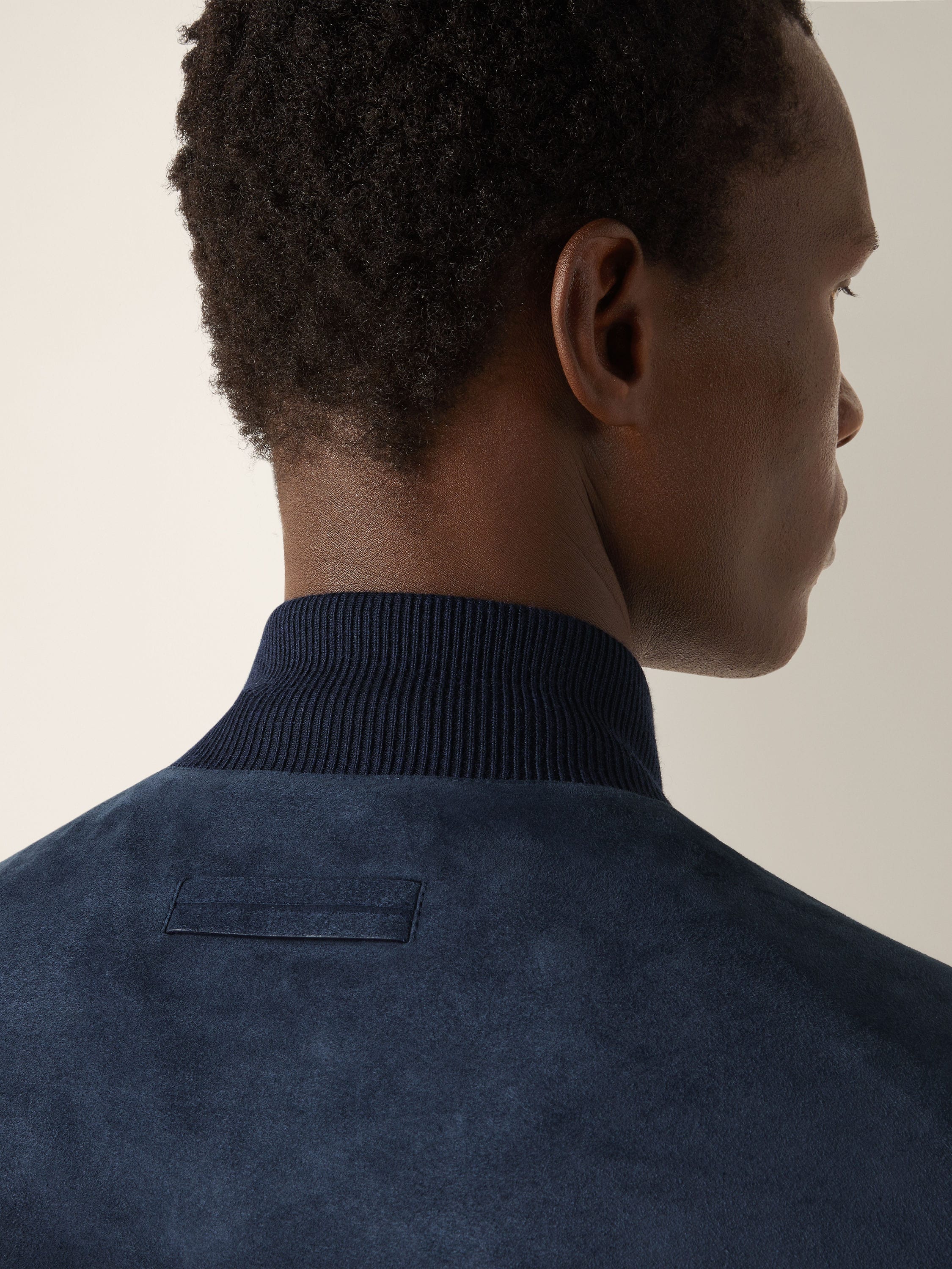 Zegna Dark Indigo Blue Suede Blouson