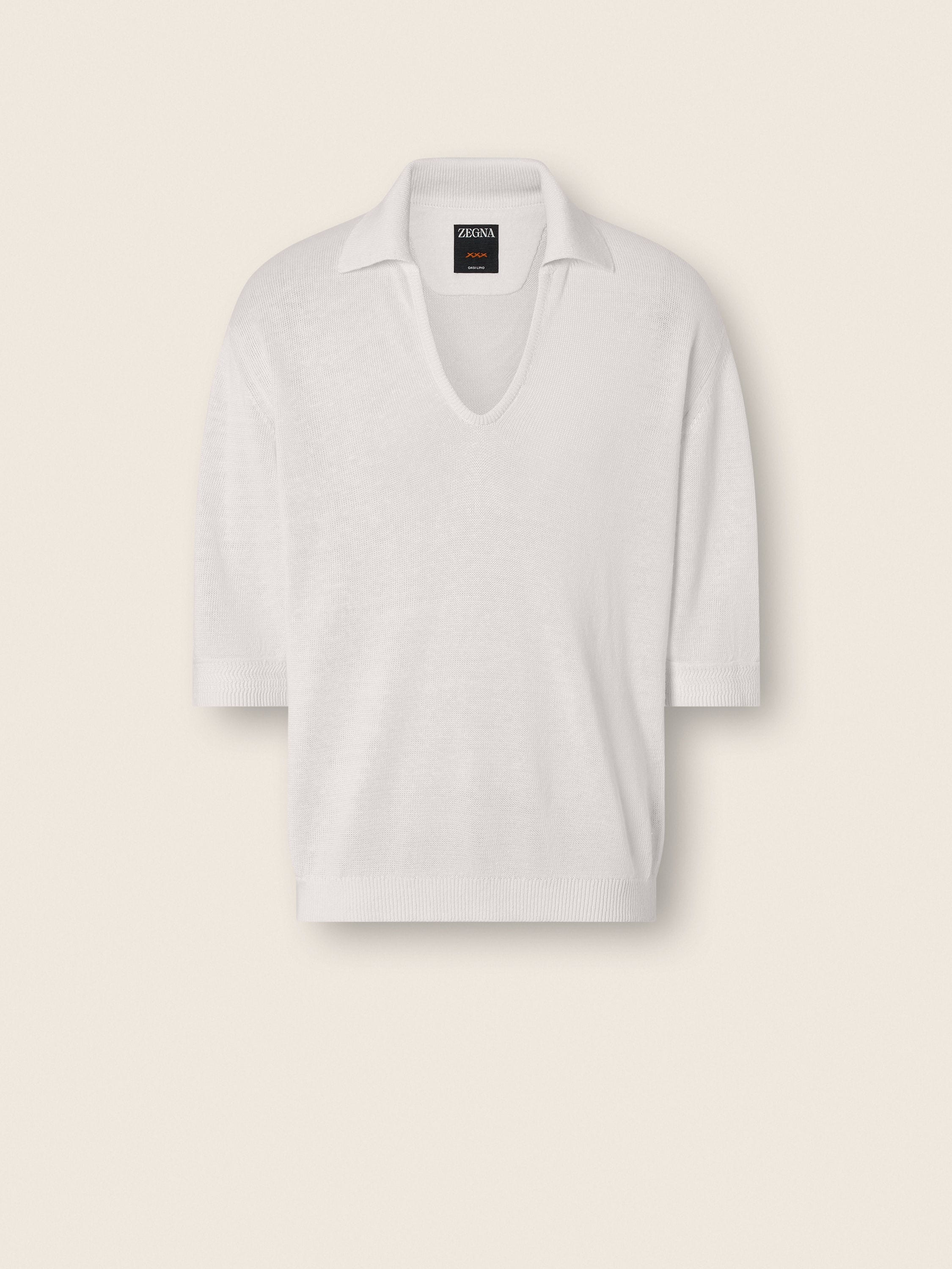 Zegna White Oasi Lino Polo Shirt