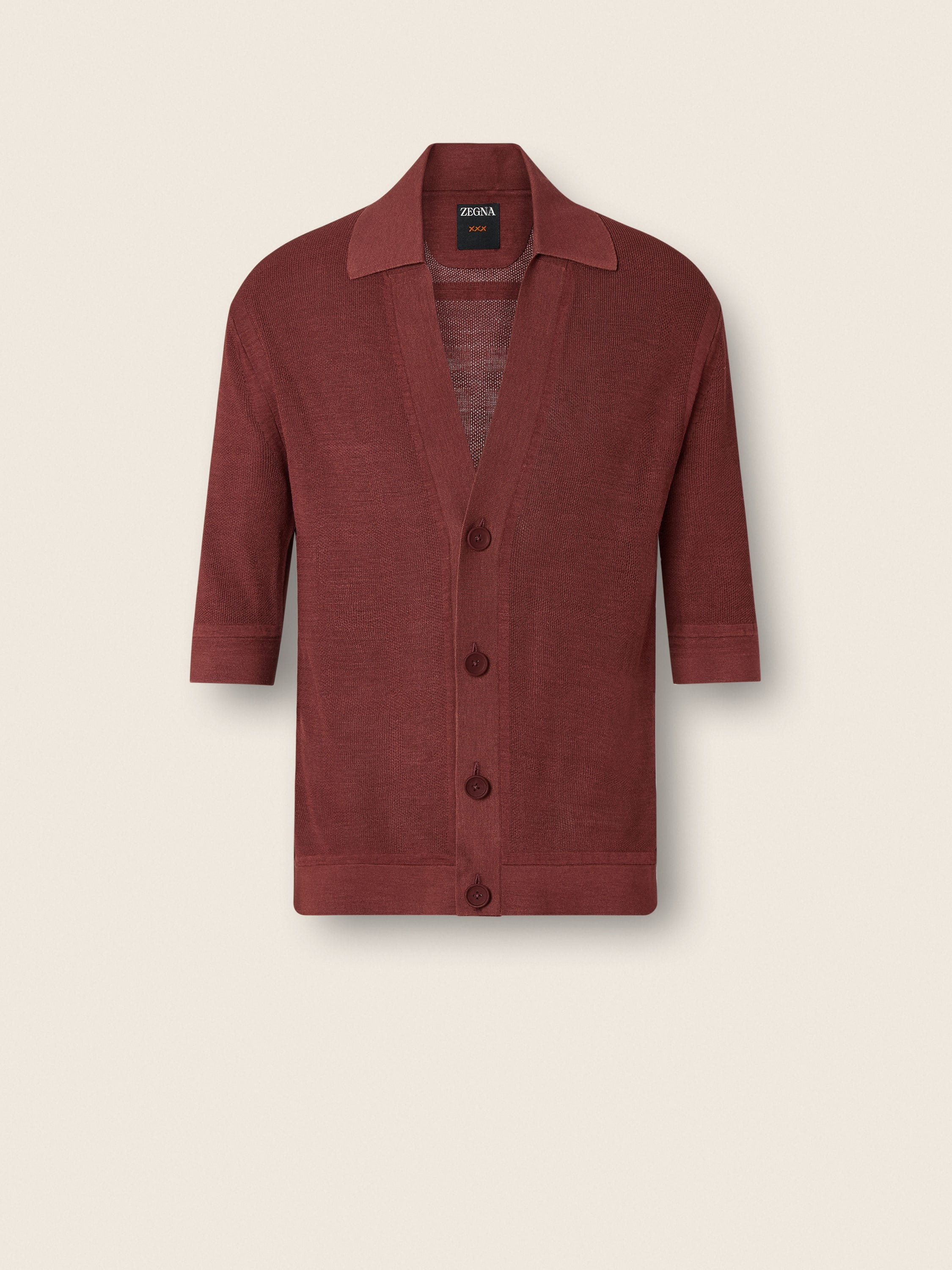 Zegna Dark Burgundy Oasi Lino Polo Shirt