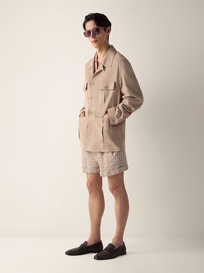 Zegna Beige Cotton And Linen Polo Shirt