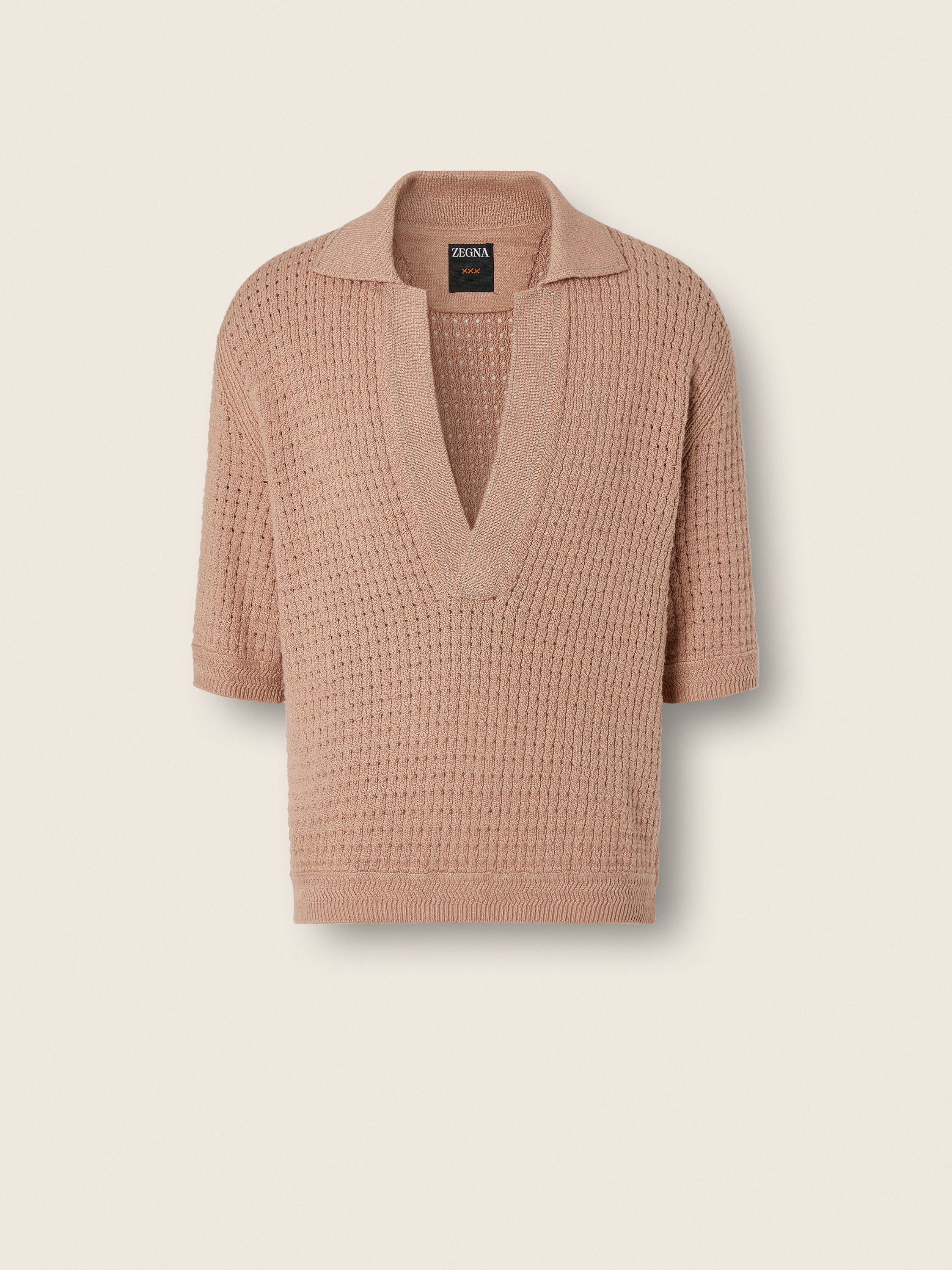 Zegna Beige Cotton And Linen Polo Shirt