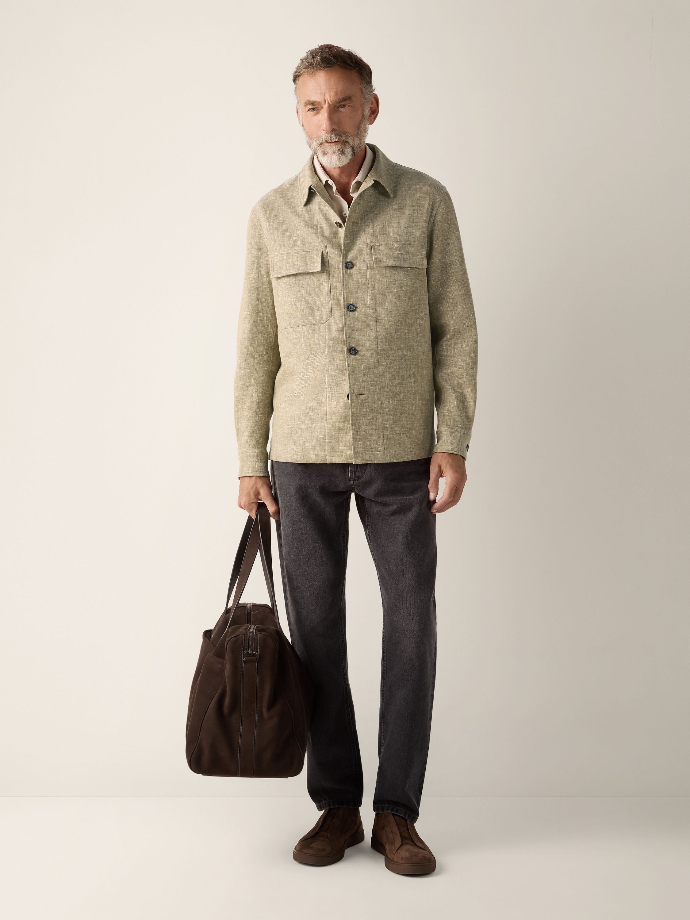 Zegna Crossover Linen Wool And Silk Blend Overshirt