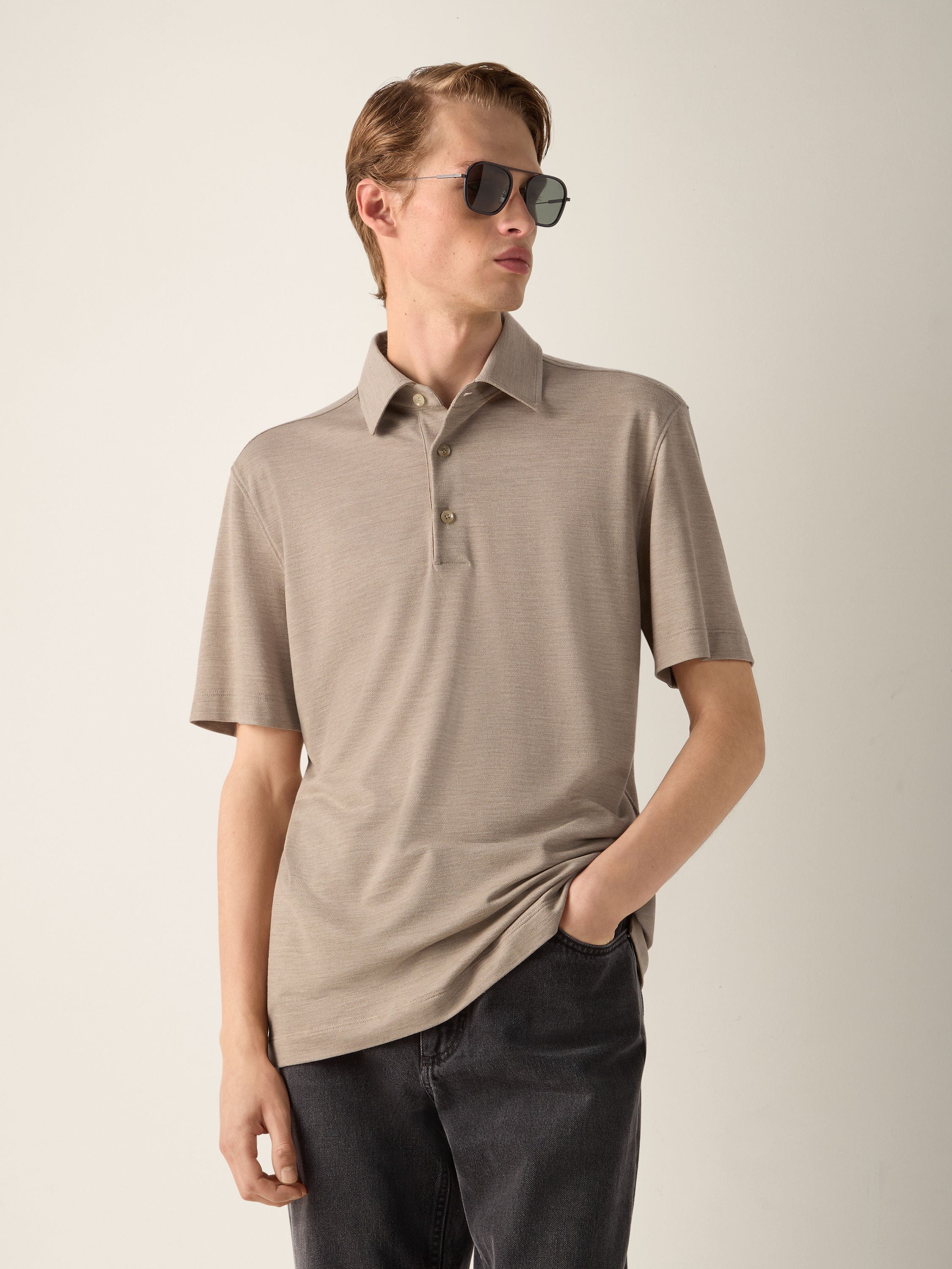 Zegna Light Taupe Vellus Aureum Polo Shirt