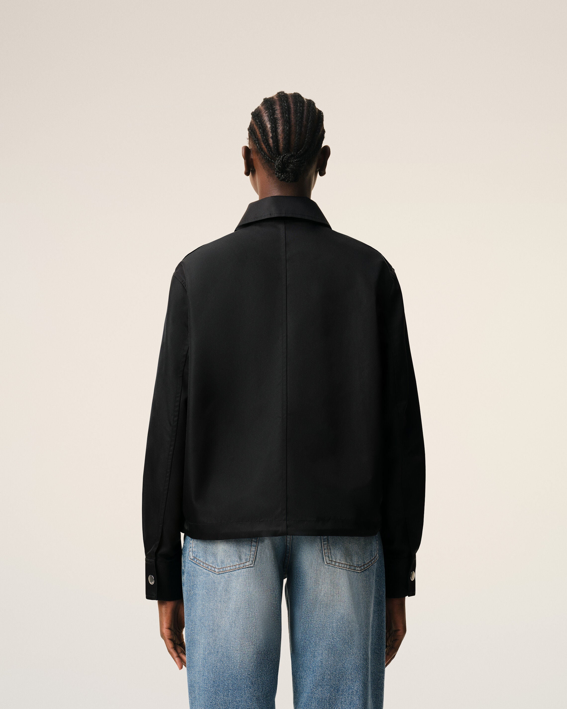 Black Nylon Ami De Coeur Stud Buttoned Jacket