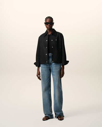Black Nylon Ami De Coeur Stud Buttoned Jacket
