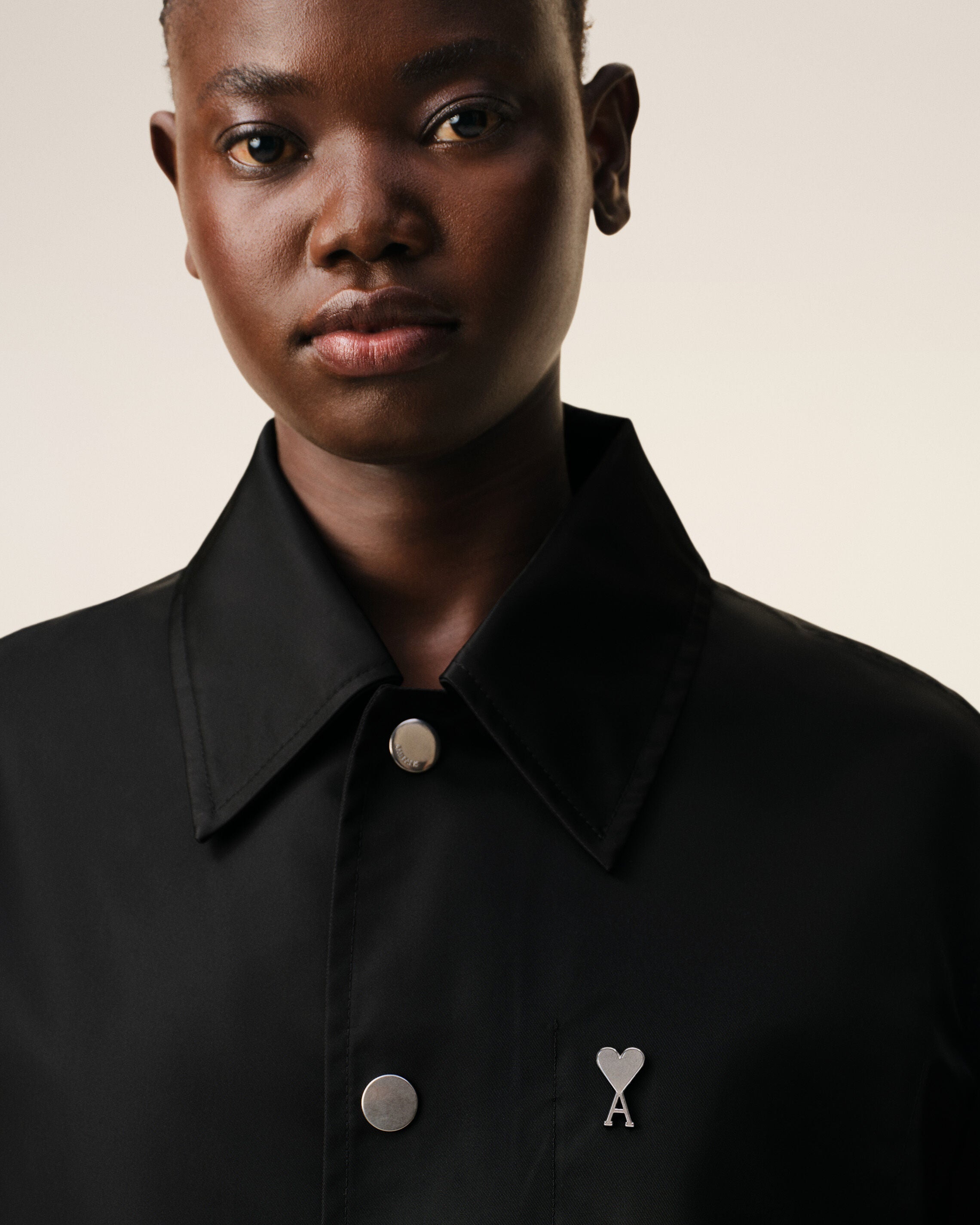 Black Nylon Ami De Coeur Stud Buttoned Jacket
