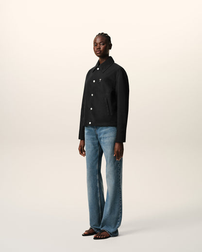 Black Nylon Ami De Coeur Stud Buttoned Jacket