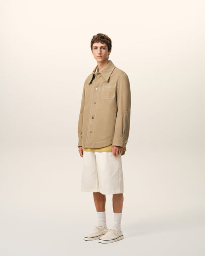 AmiParis Beige Cotton Worker Buttoned Jacket