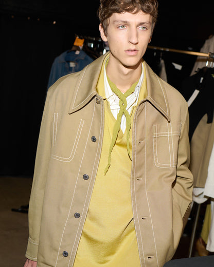AmiParis Beige Cotton Worker Buttoned Jacket