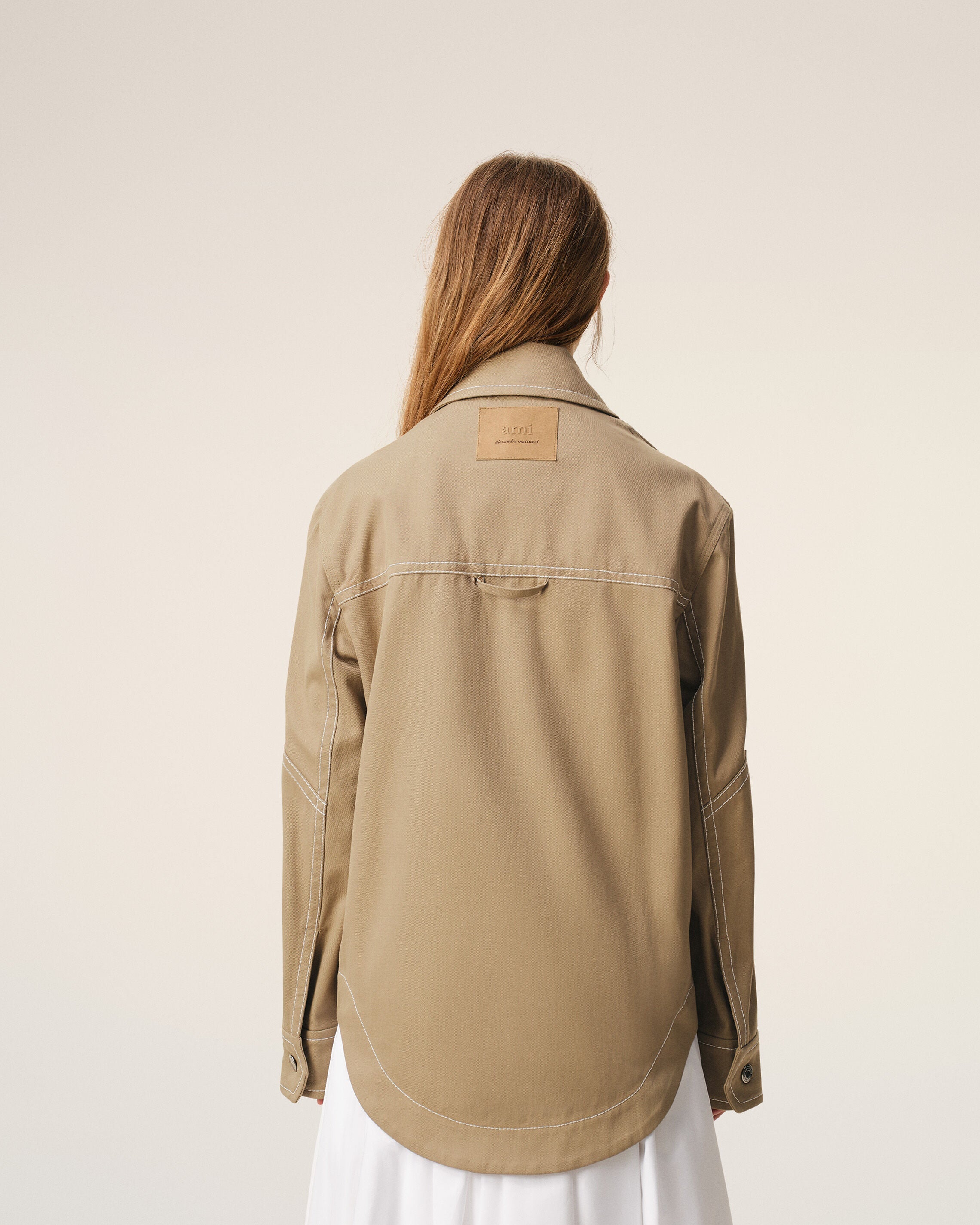 AmiParis Beige Cotton Worker Buttoned Jacket