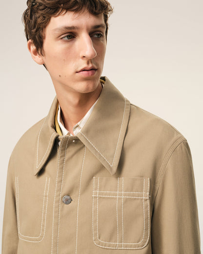 AmiParis Beige Cotton Worker Buttoned Jacket