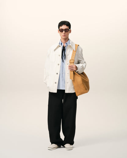 AmiParis White Cotton Worker Buttoned Jacket