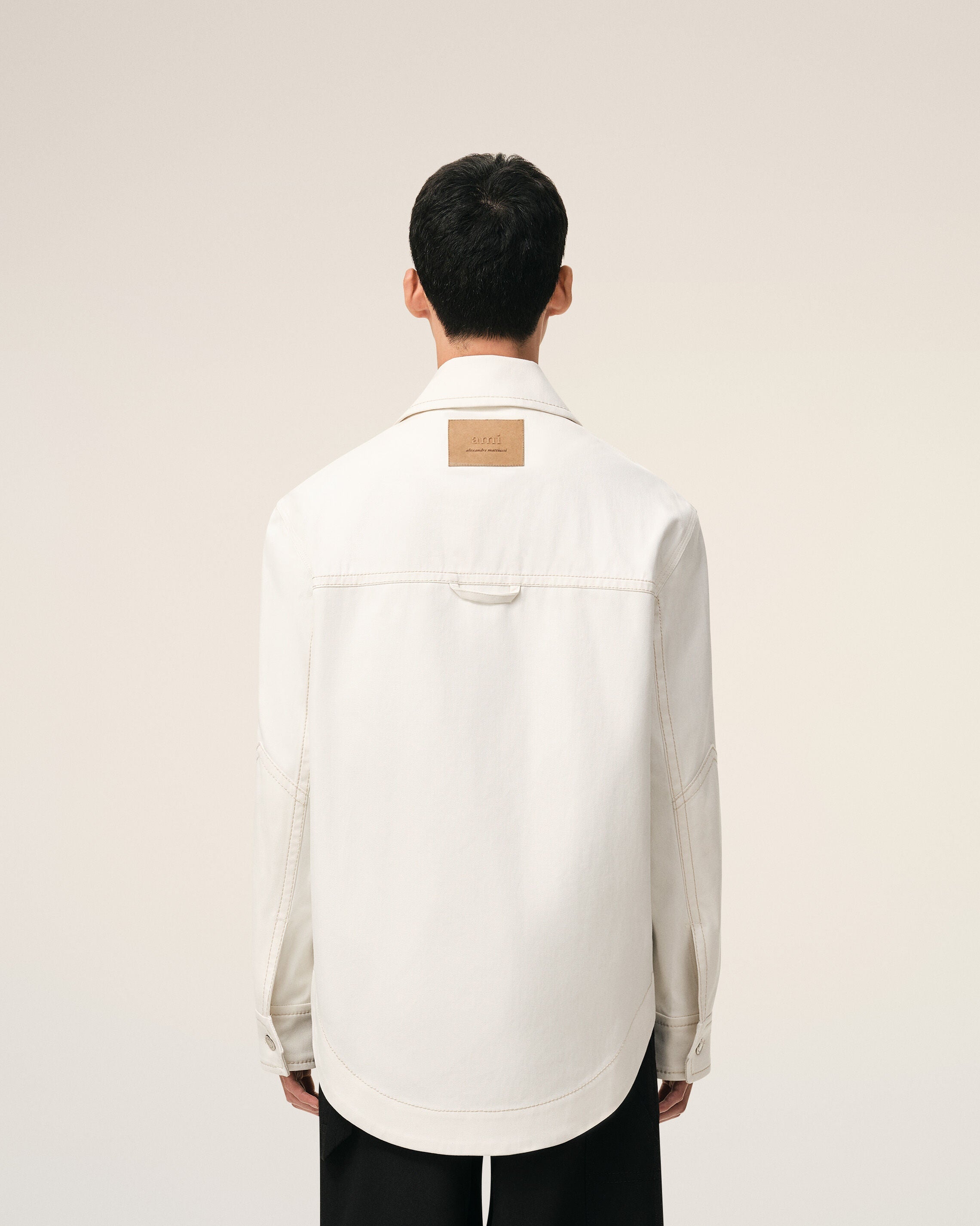 AmiParis White Cotton Worker Buttoned Jacket