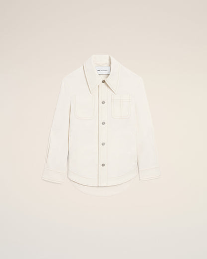 AmiParis White Cotton Worker Buttoned Jacket