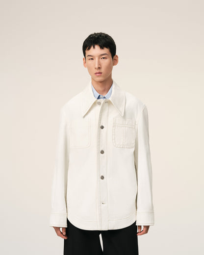 AmiParis White Cotton Worker Buttoned Jacket