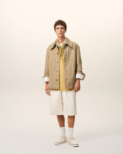 AmiParis Beige Cotton Worker Buttoned Jacket