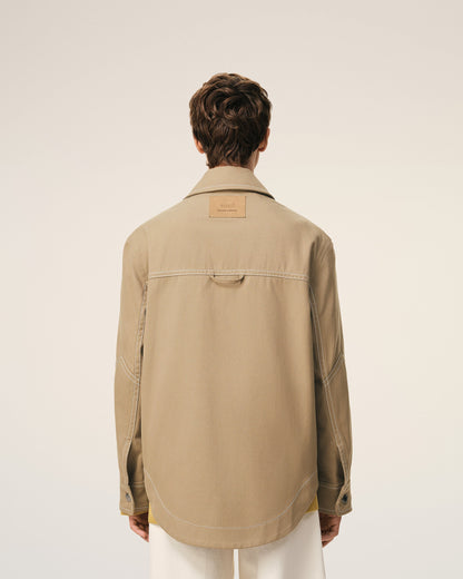 AmiParis Beige Cotton Worker Buttoned Jacket