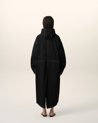 AmiParis Black Nylon Long Parka