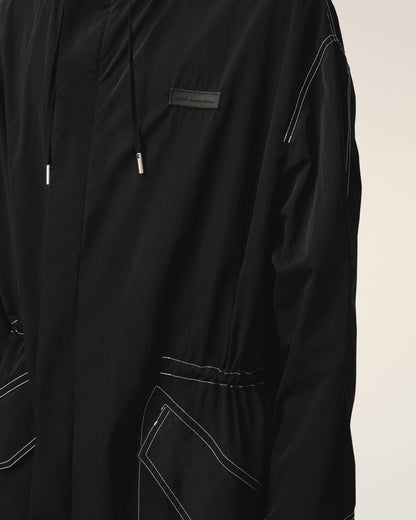 AmiParis Black Nylon Long Parka