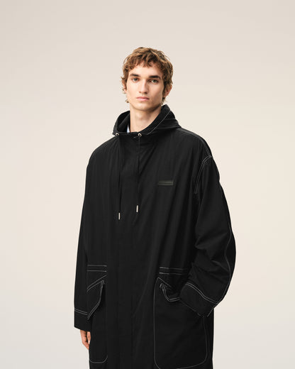 AmiParis Black Nylon Long Parka