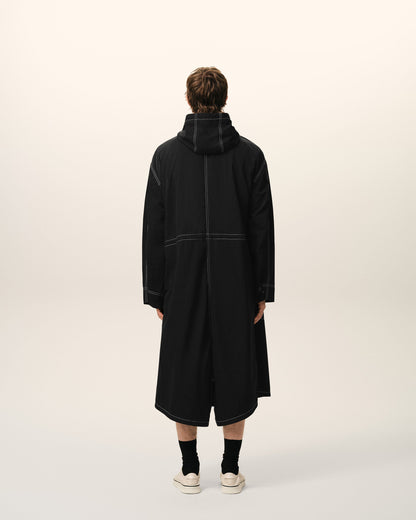 AmiParis Black Nylon Long Parka