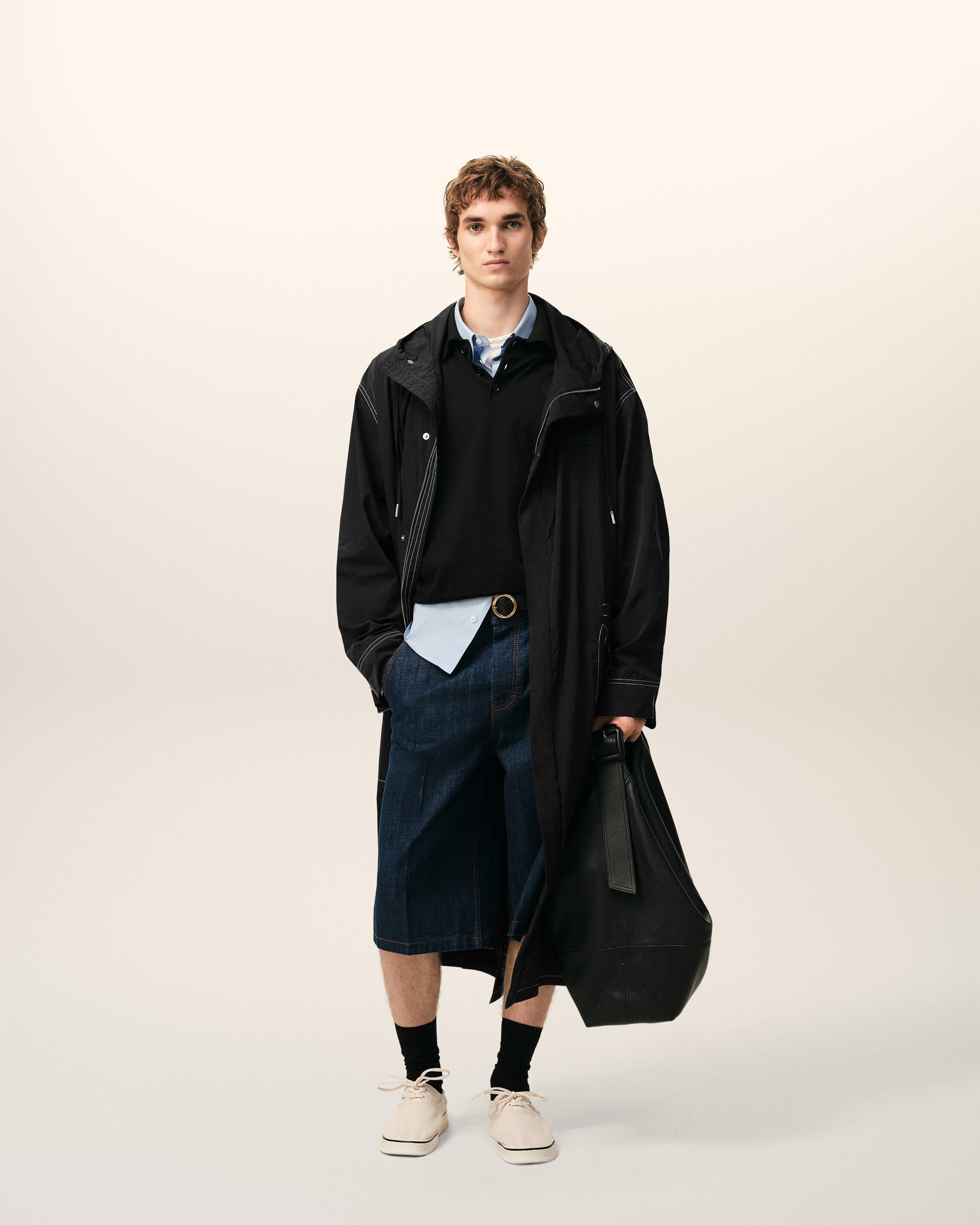 AmiParis Black Nylon Long Parka