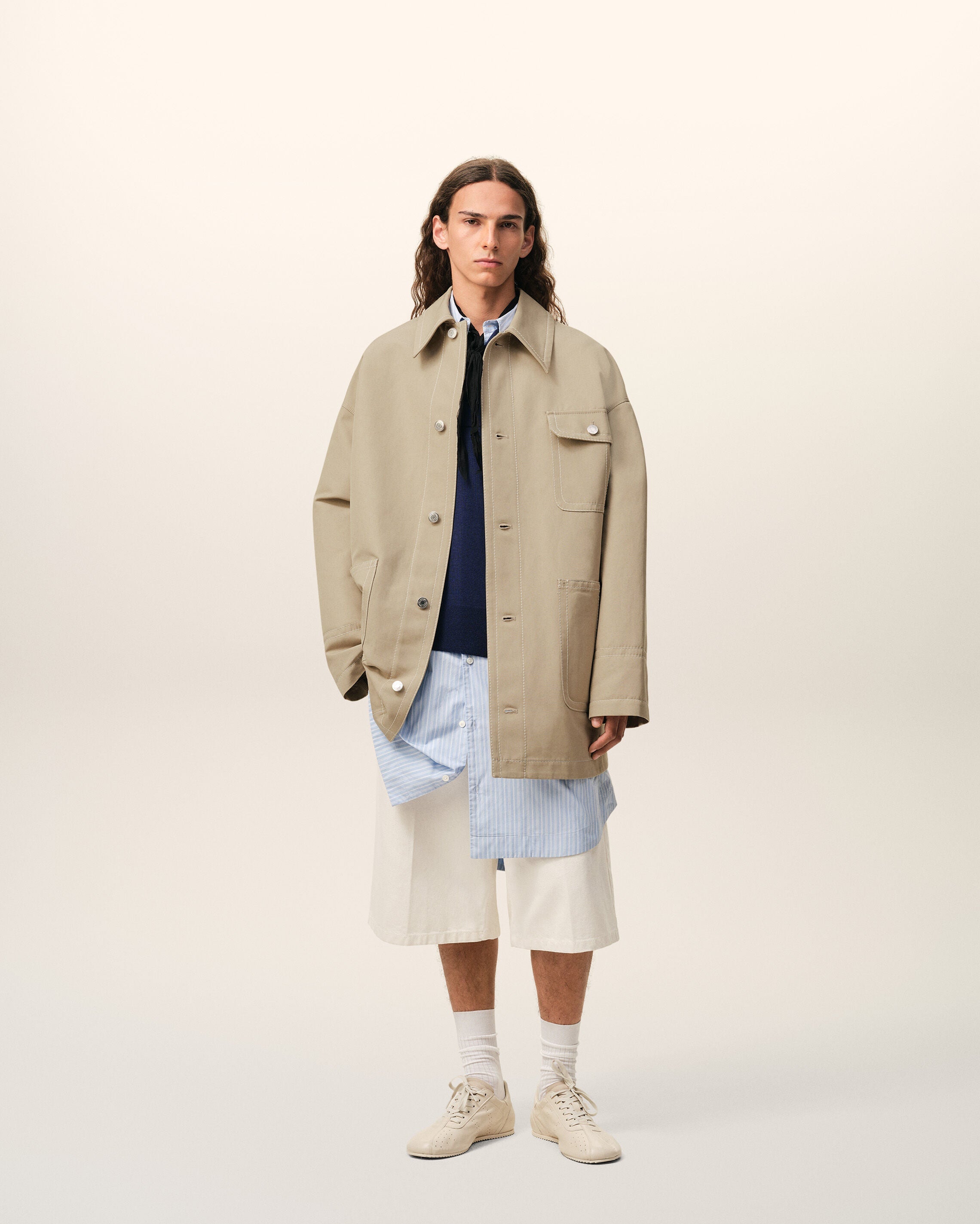 AmiParis Beige Cotton Worker Jacket