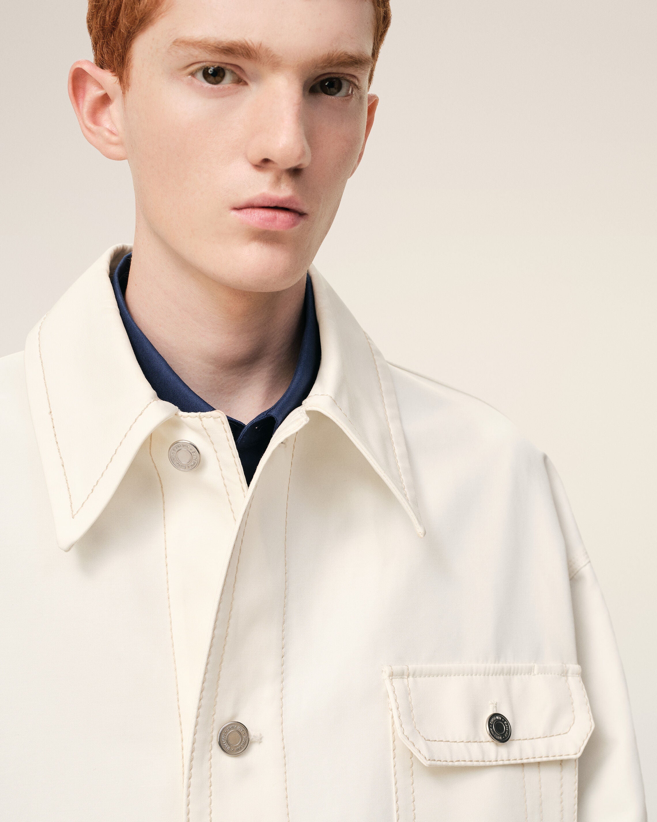 AmiParis White Cotton Worker Jacket