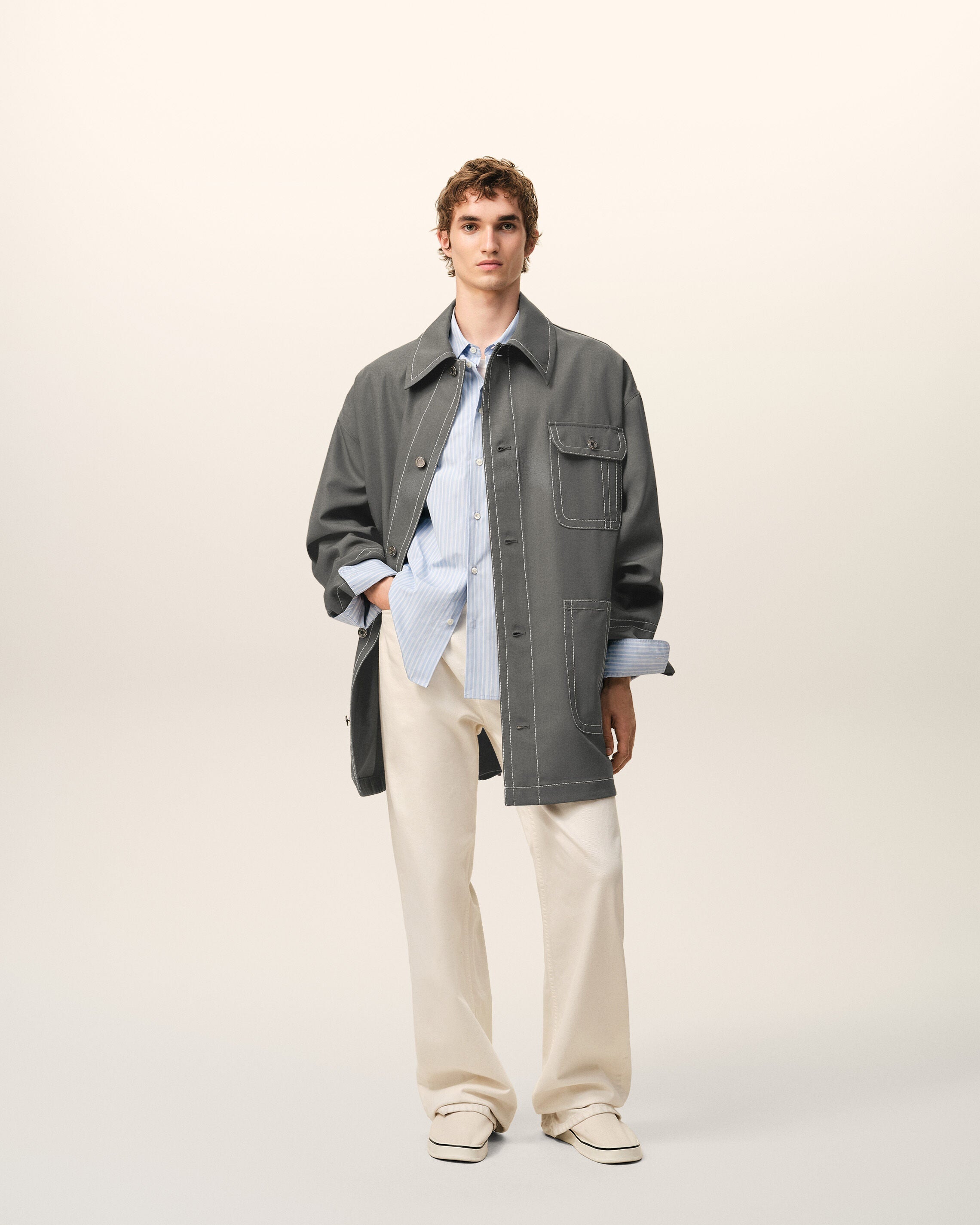 AmiParis Grey New Wool Worker Jacket