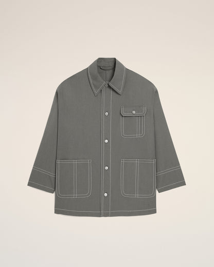 AmiParis Grey New Wool Worker Jacket