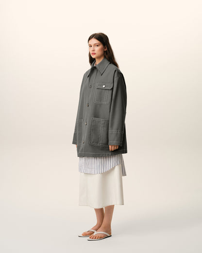 AmiParis Grey New Wool Worker Jacket