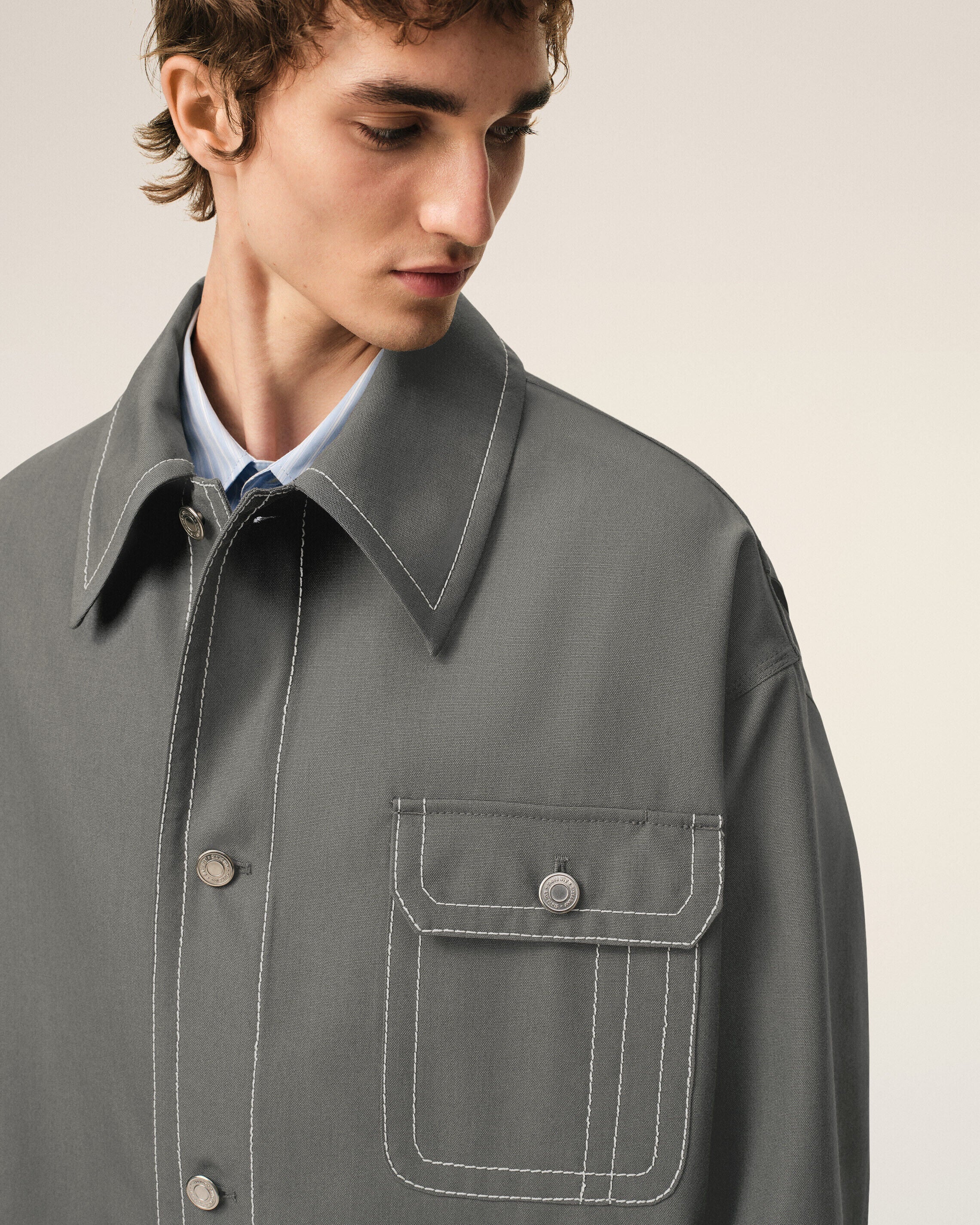 AmiParis Grey New Wool Worker Jacket