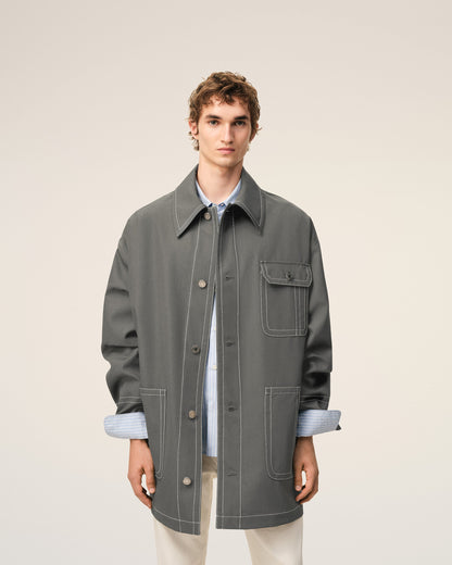 AmiParis Grey New Wool Worker Jacket