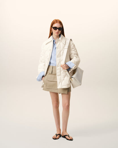 AmiParis White Nylon Padded Buttoned Jacket