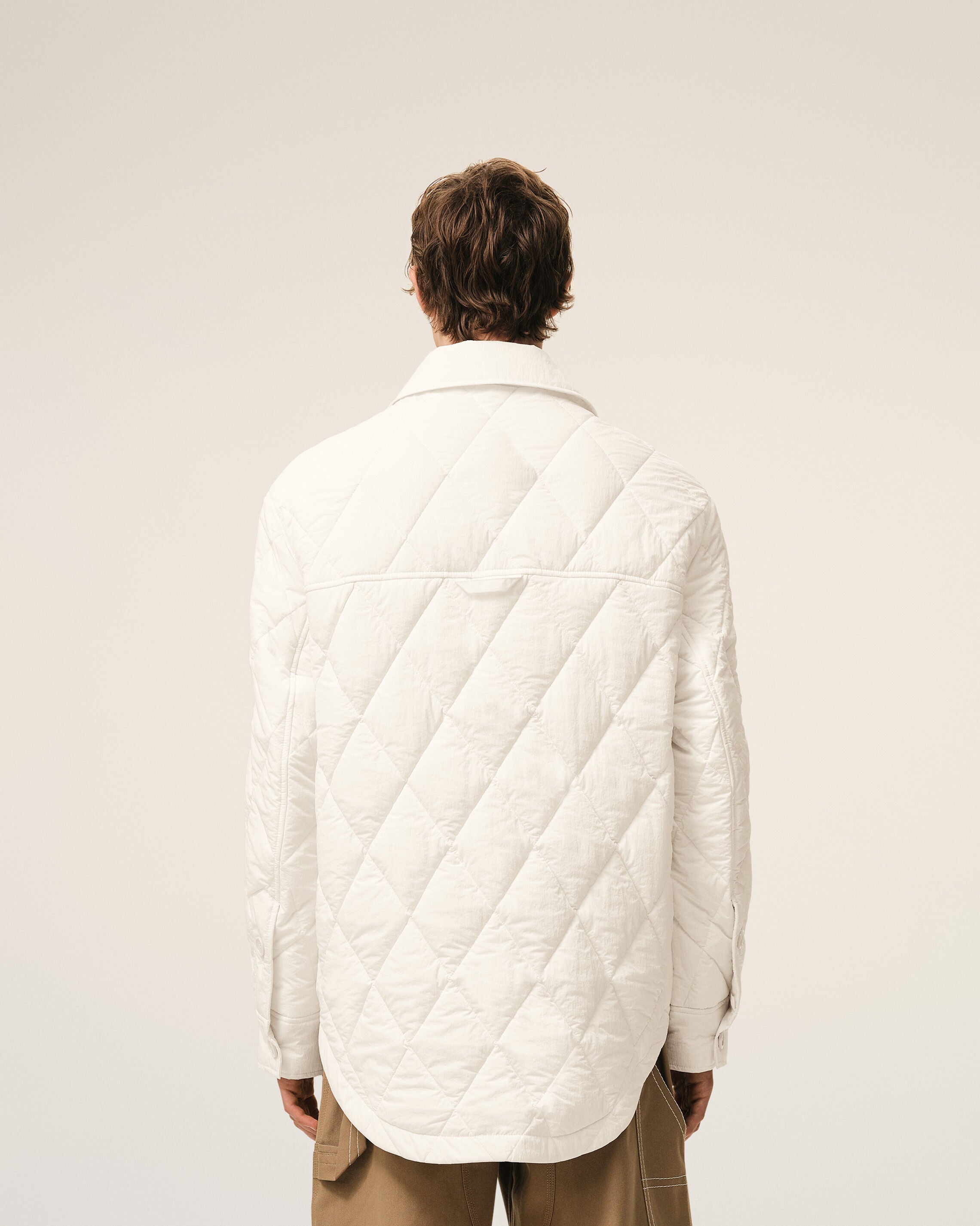 AmiParis White Nylon Padded Buttoned Jacket