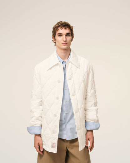 AmiParis White Nylon Padded Buttoned Jacket