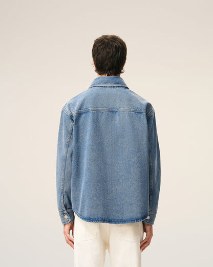 Blue Cotton Knitted Ami De Coeur Overshirt